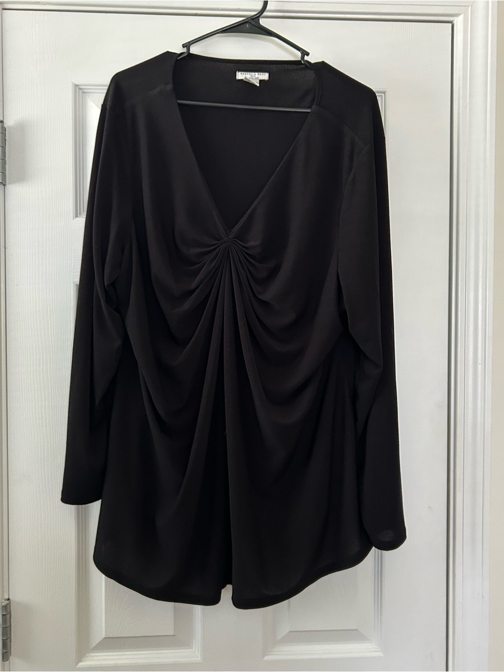 Gabriella Rossi Women’s Black Draped V-Neck Blouse